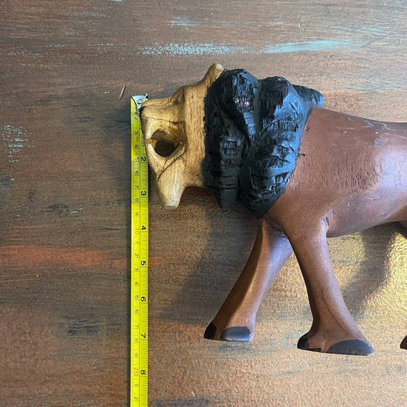 Hand Carved Wood Lyon Toy Figure 10" - Picture 9 of 10